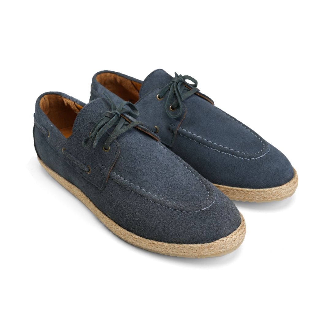 Achilles | Suede Espadrille Boat  - Dark Blue