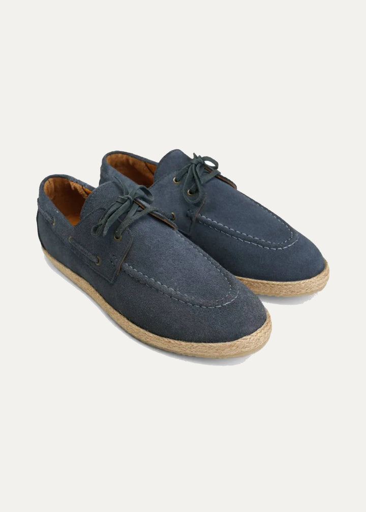Achilles | Suede Espadrille Boat  - Dark Blue
