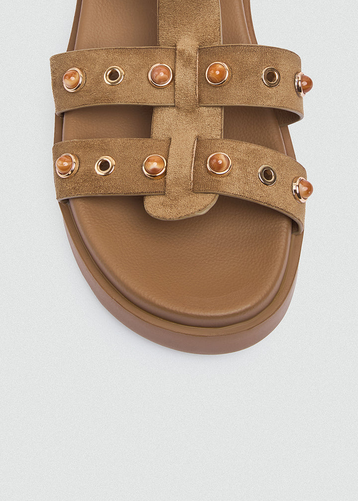 Chunky Gold-Tone Sandal - Café