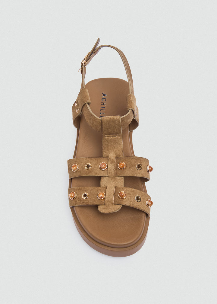 Chunky Gold-Tone Sandal - Café