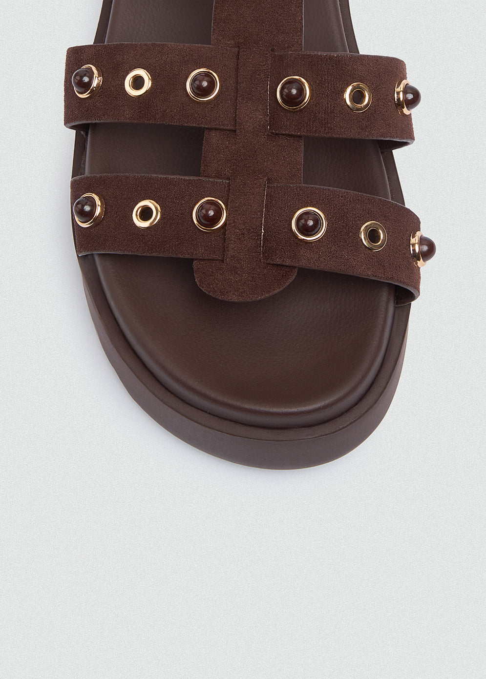 Chunky Gold-Tone Sandal - Brown