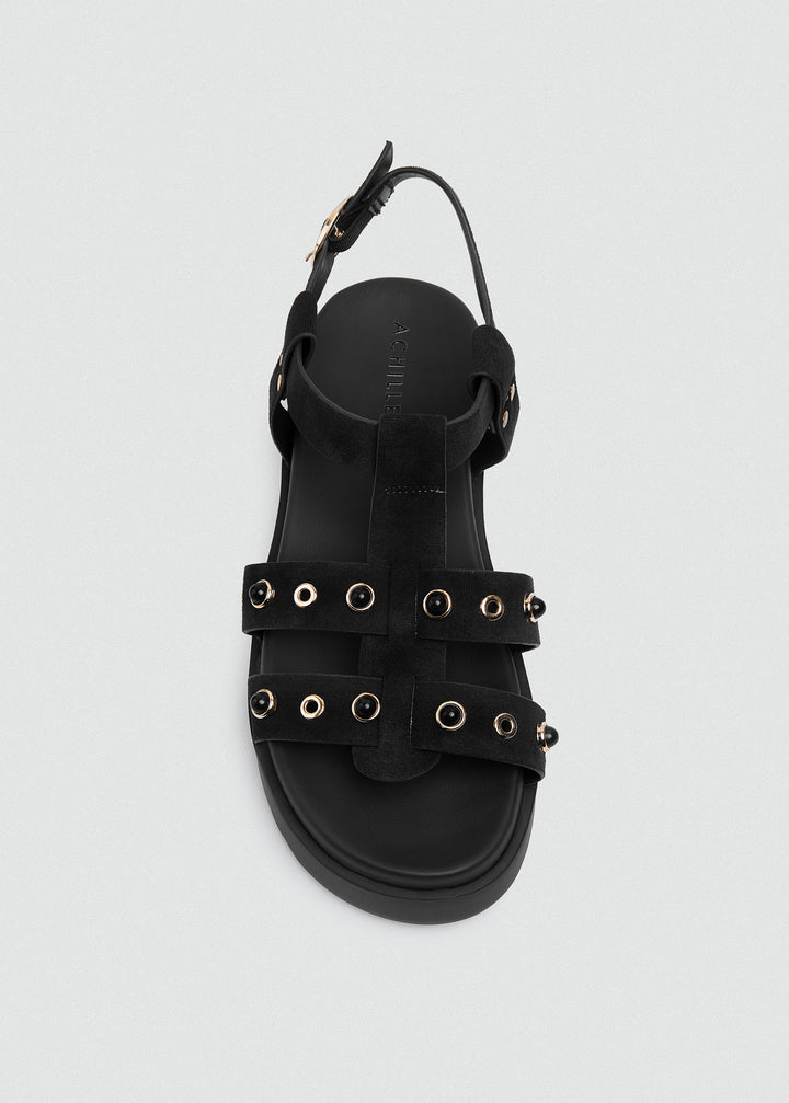 Chunky Gold-Tone Sandal - Black