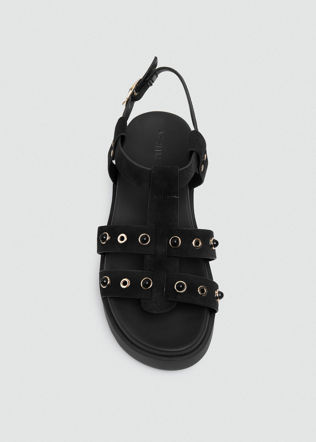 Chunky Gold-Tone Sandal - Black