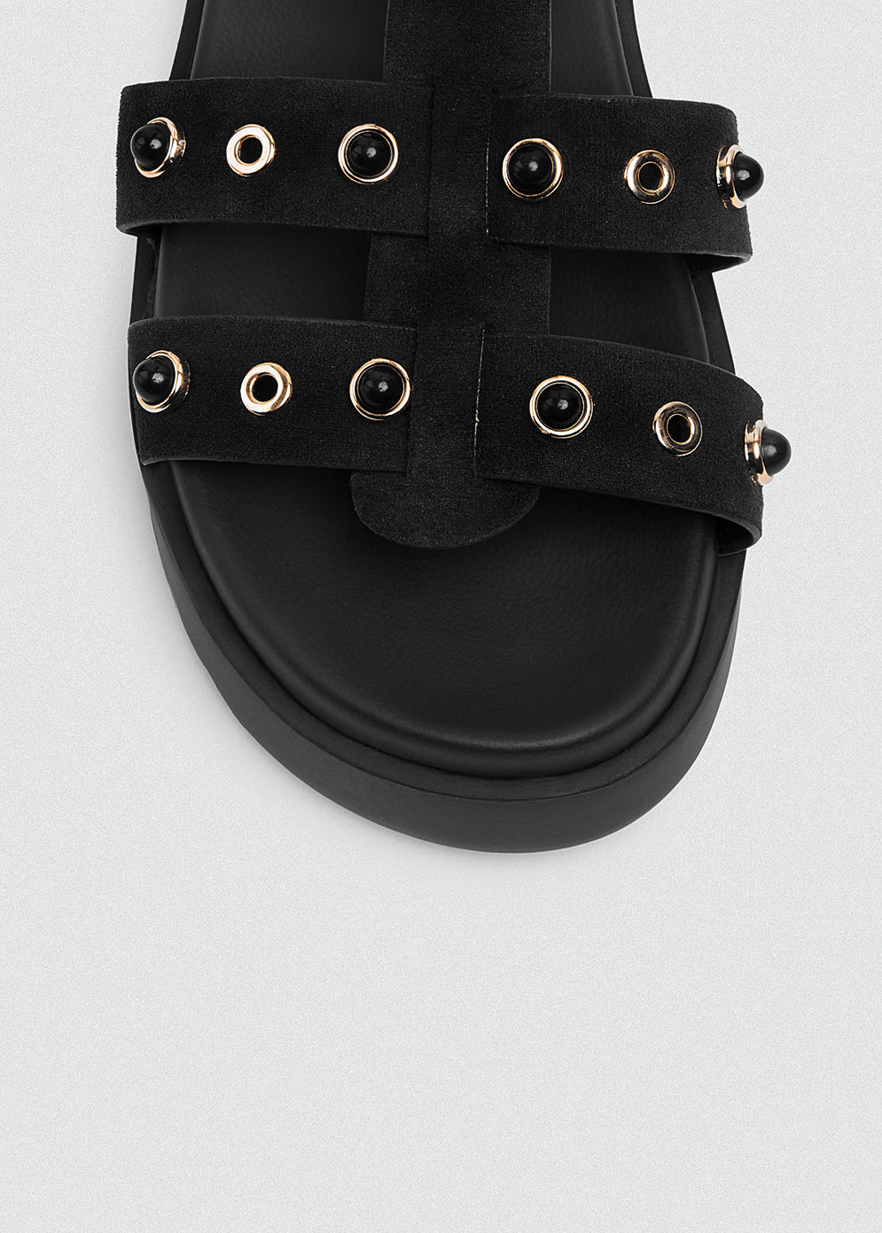 Chunky Gold-Tone Sandal - Black