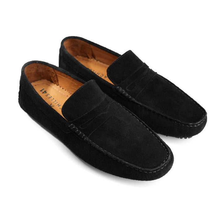 Moccasins | Suede calf leather rubber sole -Black