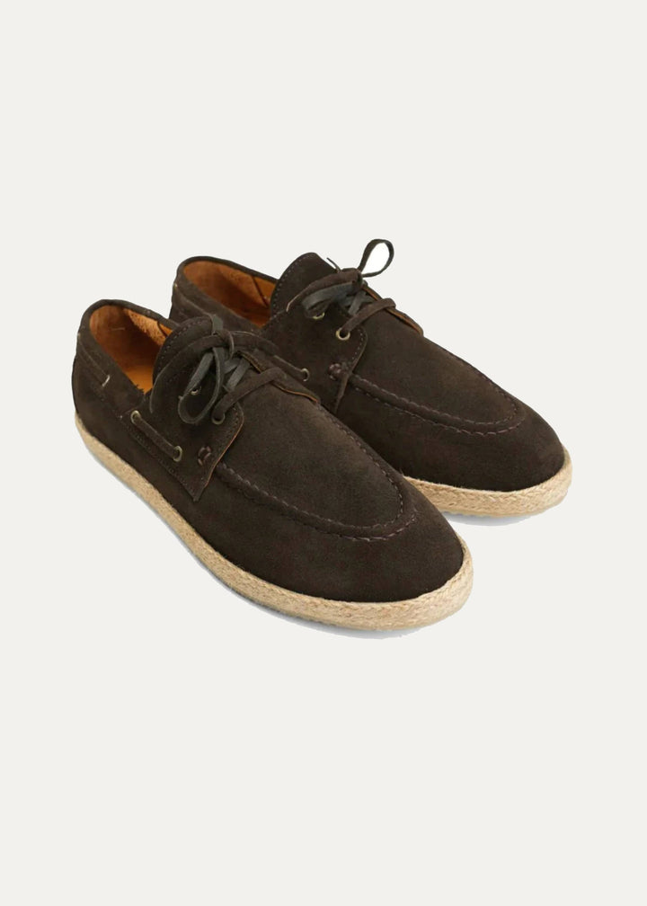 Achilles | Suede Espadrille Boat  - Brown