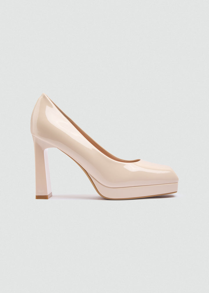 Closed Platform Pumps - Beige
