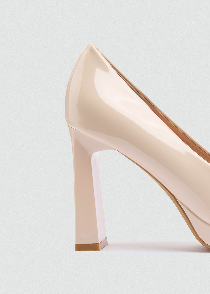 Closed Platform Pumps - Beige