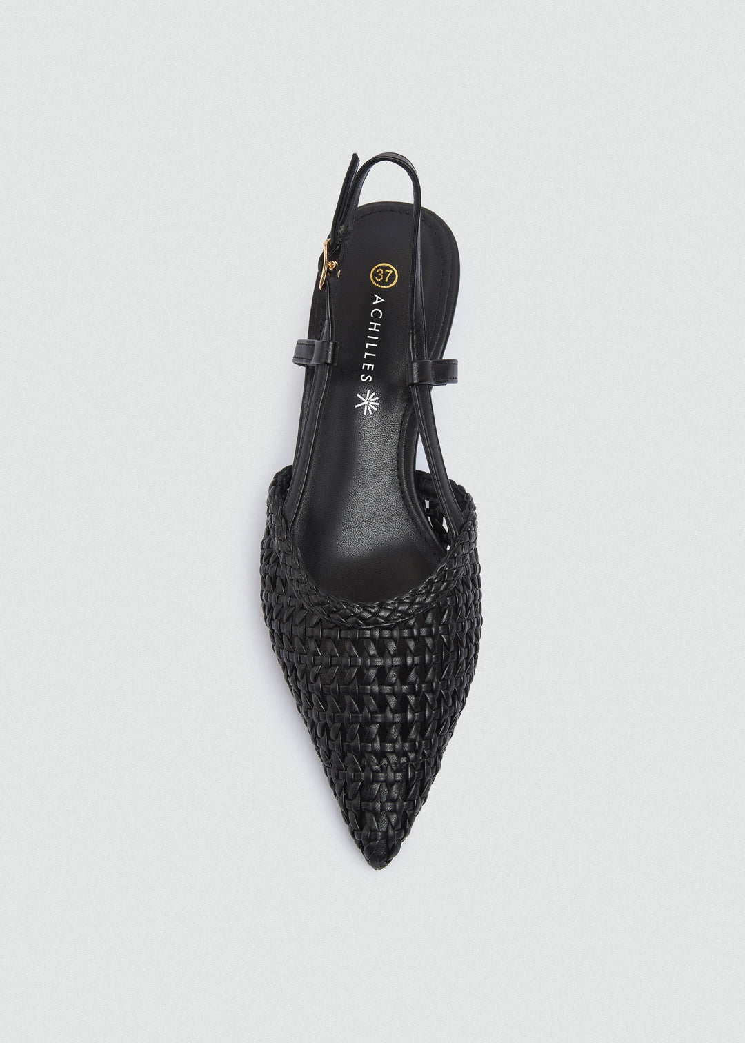 Woven Slingback Kitten Heels - Black