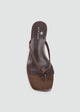 Square Toe Thong Heeled Mules - Brown