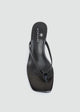 Square Toe Thong Heeled Mules - Black