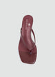 Square Toe Thong Heeled Mules - Maroon