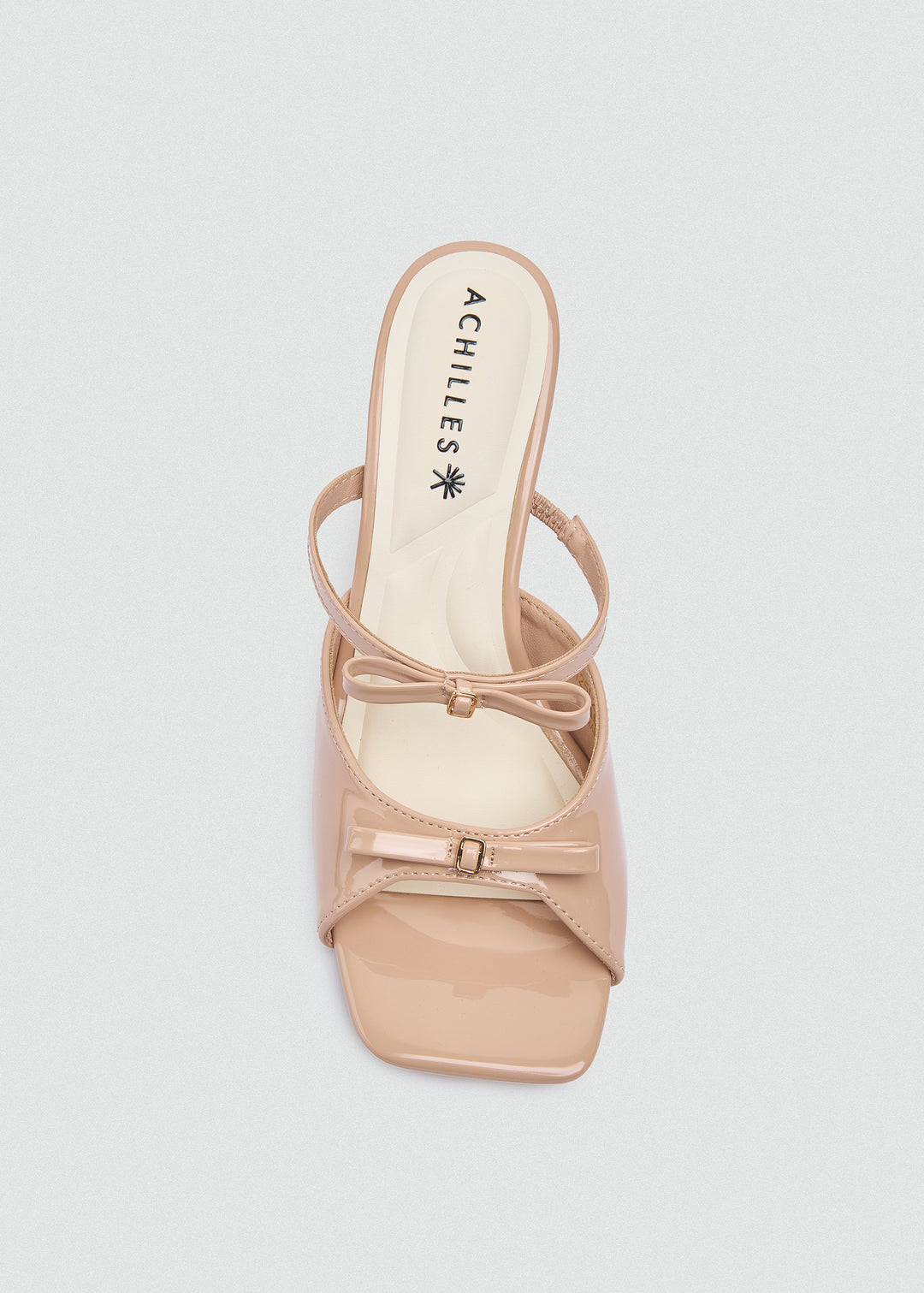 Strappy Bow Kitten Heel Mules - Beige