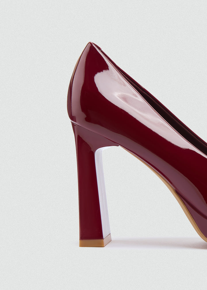 Closed Platform Pumps - Maroon