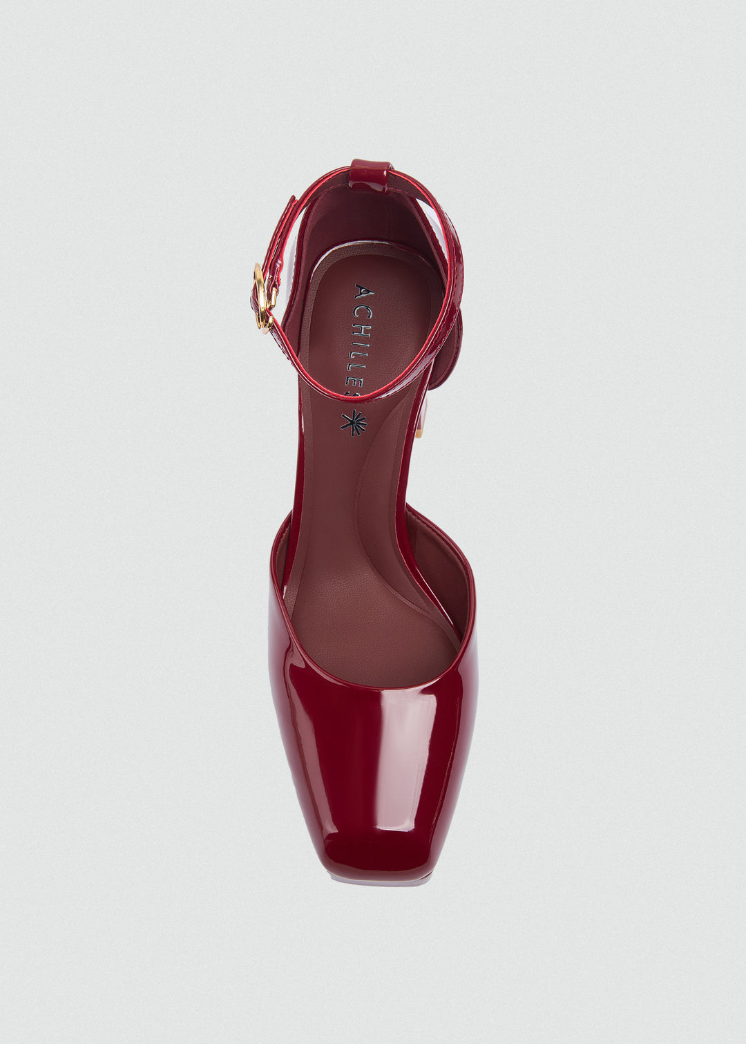 Round Toe Platform Ankle Strap Pumps - Maroon