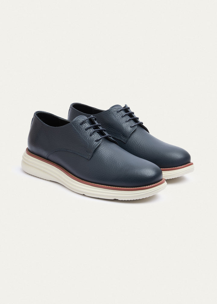 Classic Plain-Toe Derby - Textured Navy Blue