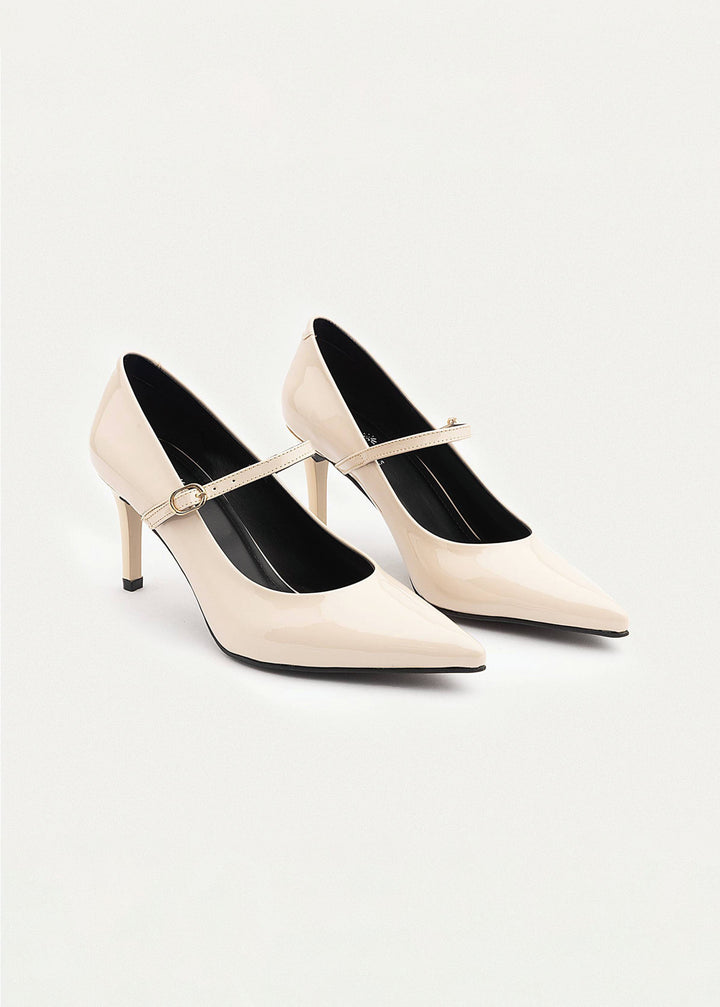Achilles| Ivory Elegance Mary Jane Heels - Beige
