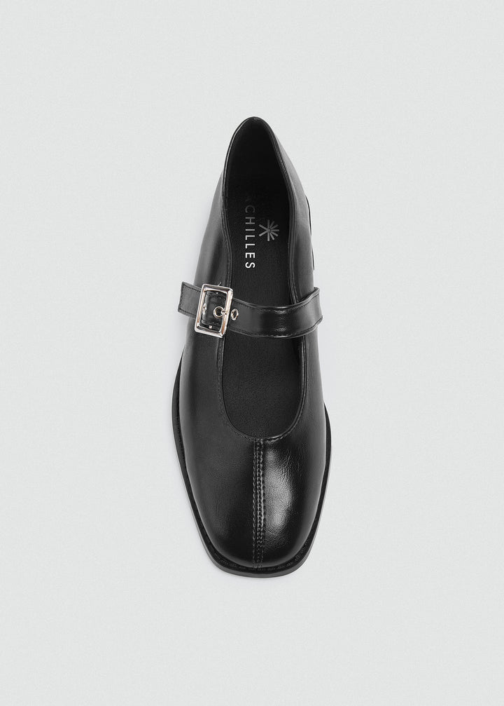 Mary Jane Flats Buckle Strap - Black