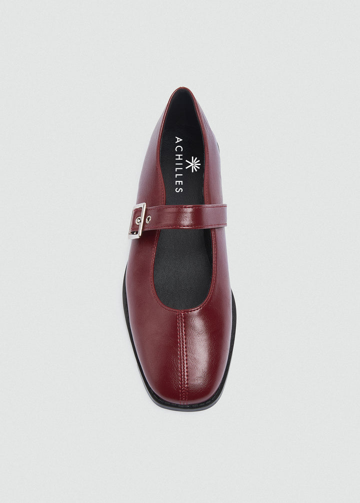 Mary Jane Flats Buckle Strap - Maroon