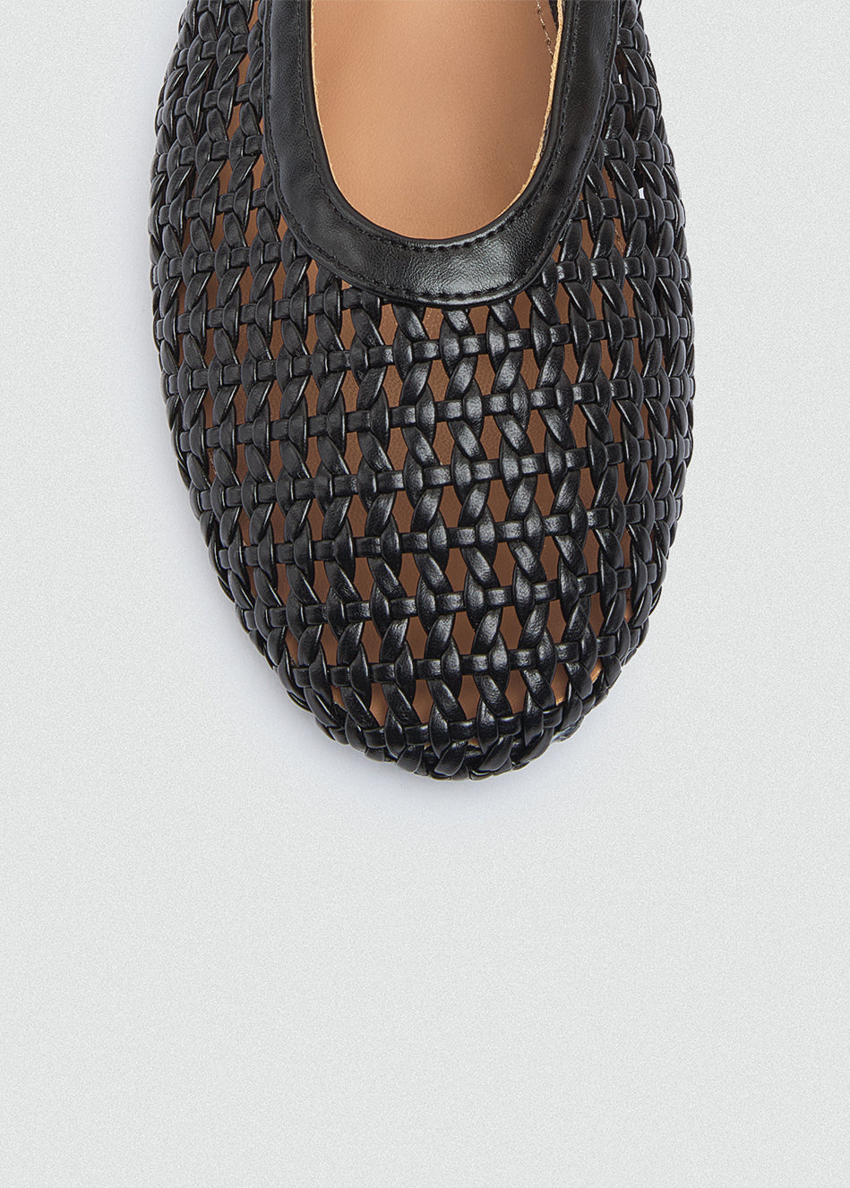 Woven Basket Mary Jane Flats - Black
