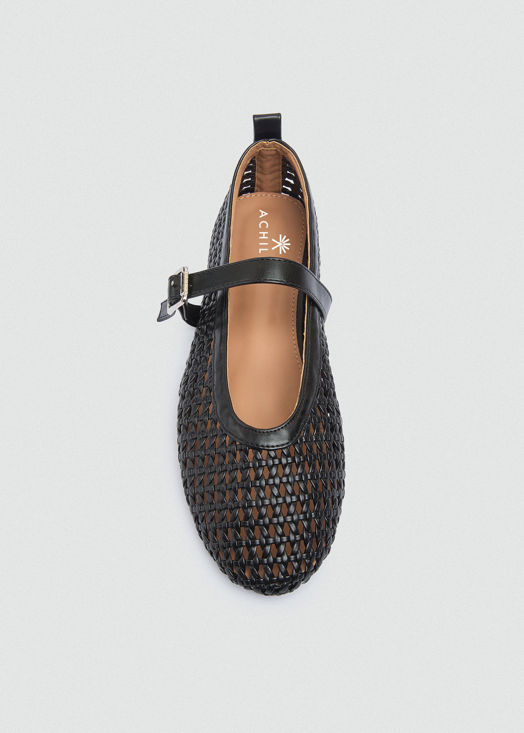 Woven Basket Mary Jane Flats - Black