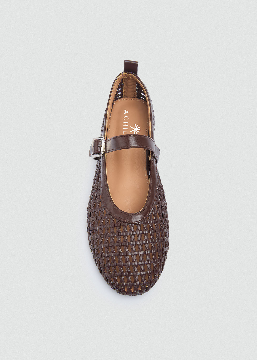 Woven Basket Mary Jane Flats - Brown