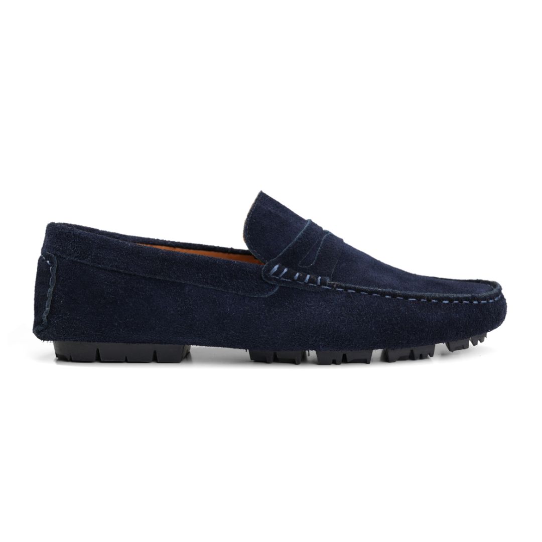 Moccasins | Suede calf leather rubber sole -Dark NavyBlue