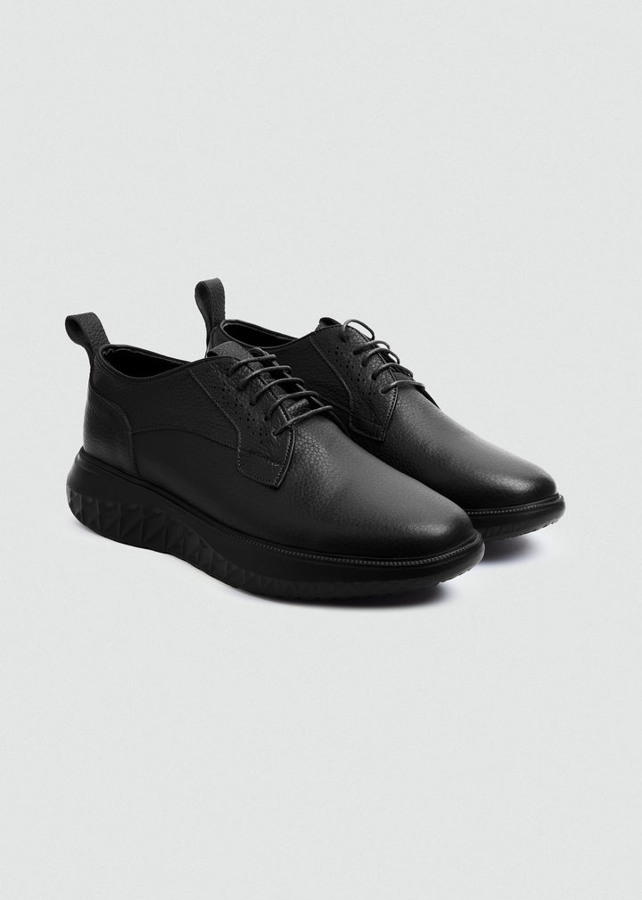 Pebbled Leather Derby - Textured Black