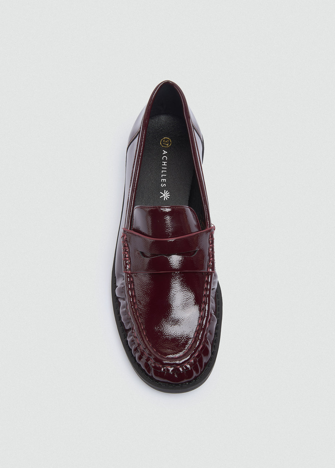 Patent Crinkle Penny Loafers - Maroon
