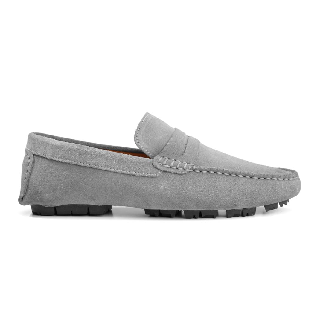 Moccasins | Suede calf leather rubber sole -Gray