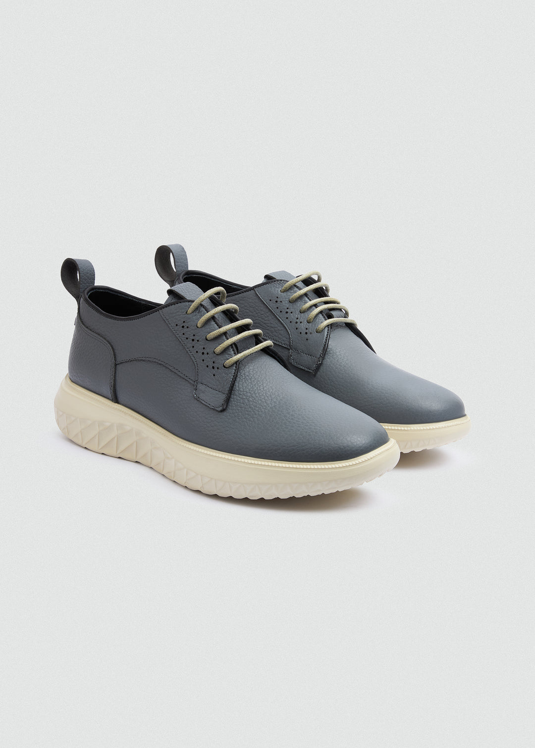 Pebbled Leather Derby - Textured Grey