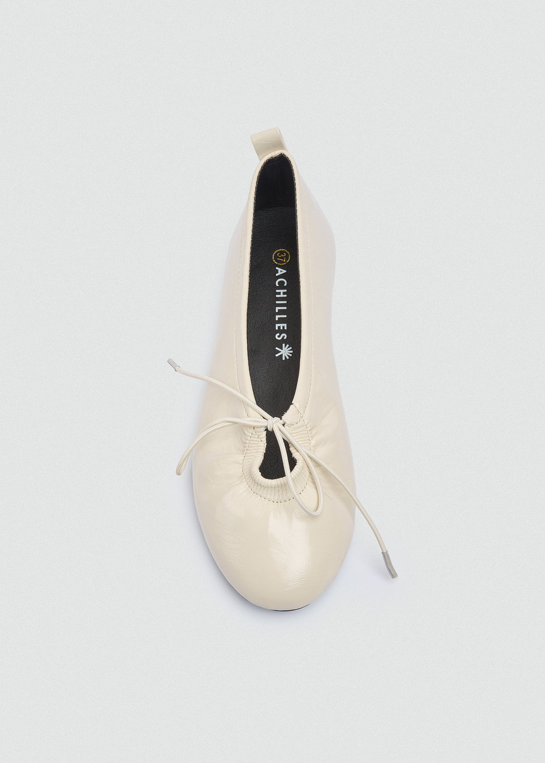 Patent Crinkle Ballet Flats - Beige