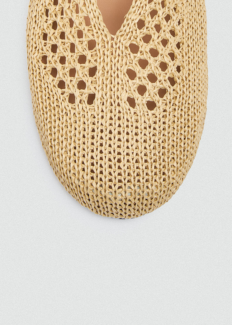 Woven Mesh Mary Jane Flats - Beige