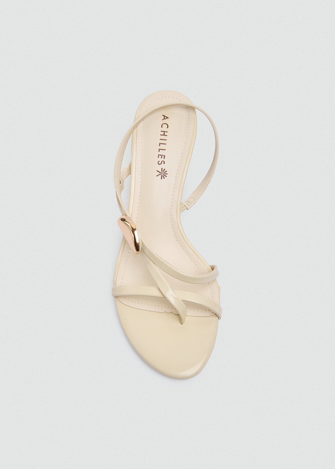 Asymmetric Strappy Stiletto Gold Disc - Beige