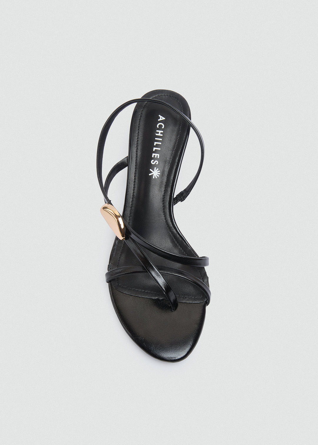 Asymmetric Strappy Stiletto Gold Disc - Black