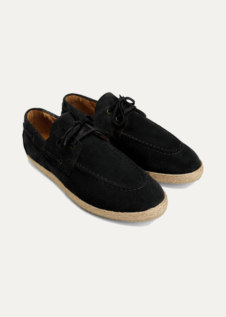 Achilles | Suede Espadrille Boat  - Suede Black