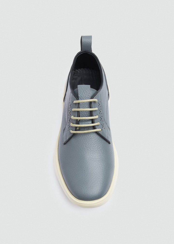 Pebbled Leather Derby - Textured Grey