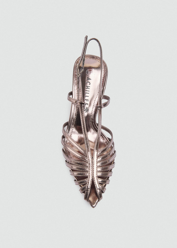 Strappy Caged Slingback Stiletto - Metallic Bronze