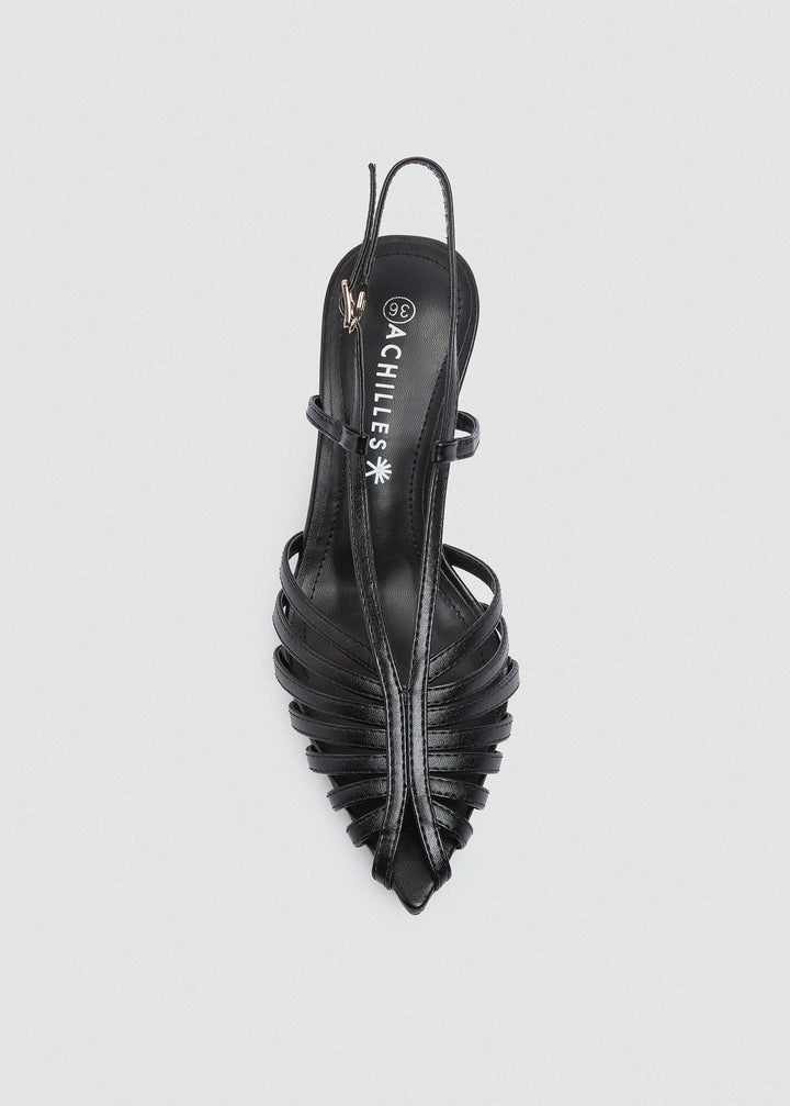 Strappy Caged Slingback Stiletto - Black