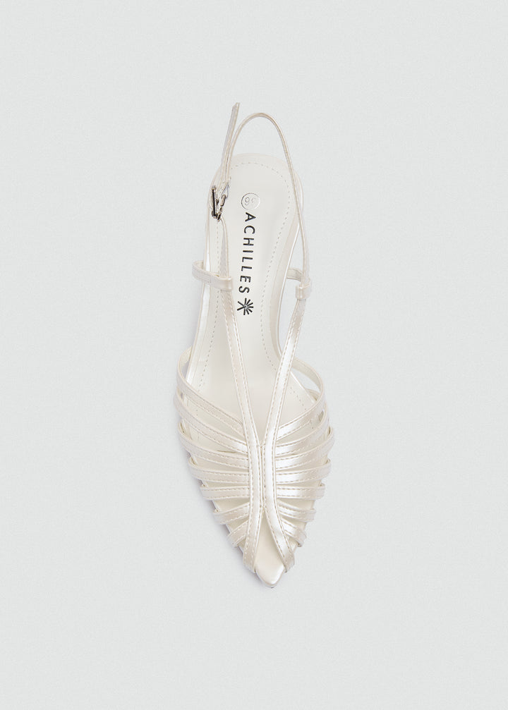 Strappy Caged Slingback Stiletto - White