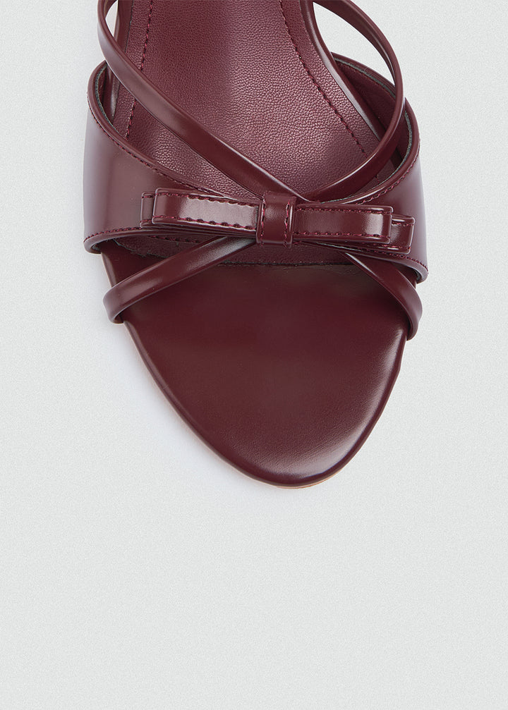 Patent Kitten Bow Heels - Maroon