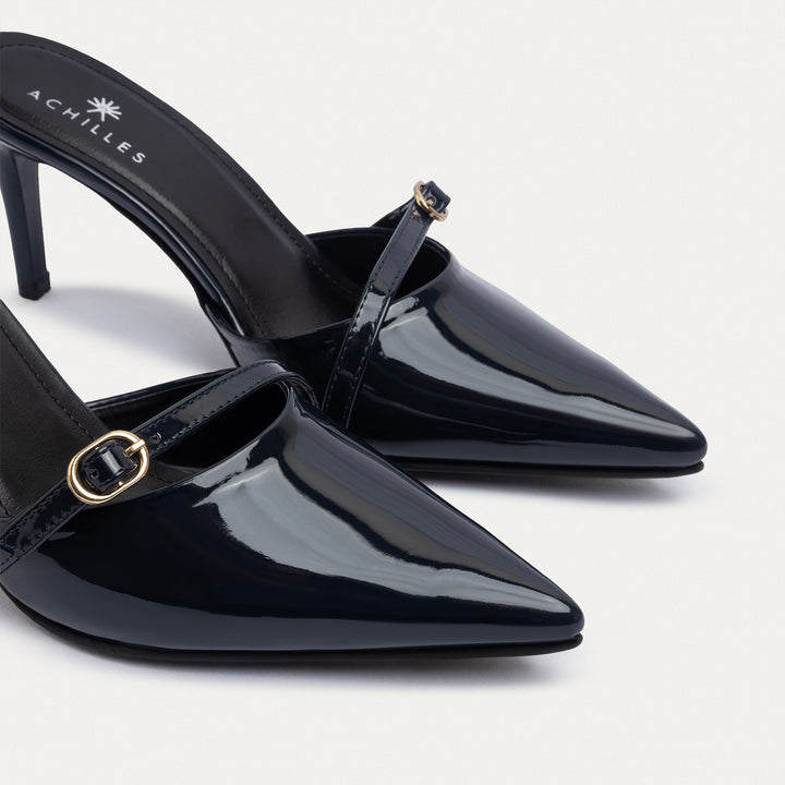 Achilles| Charm Pointed Heels - Navy Blue