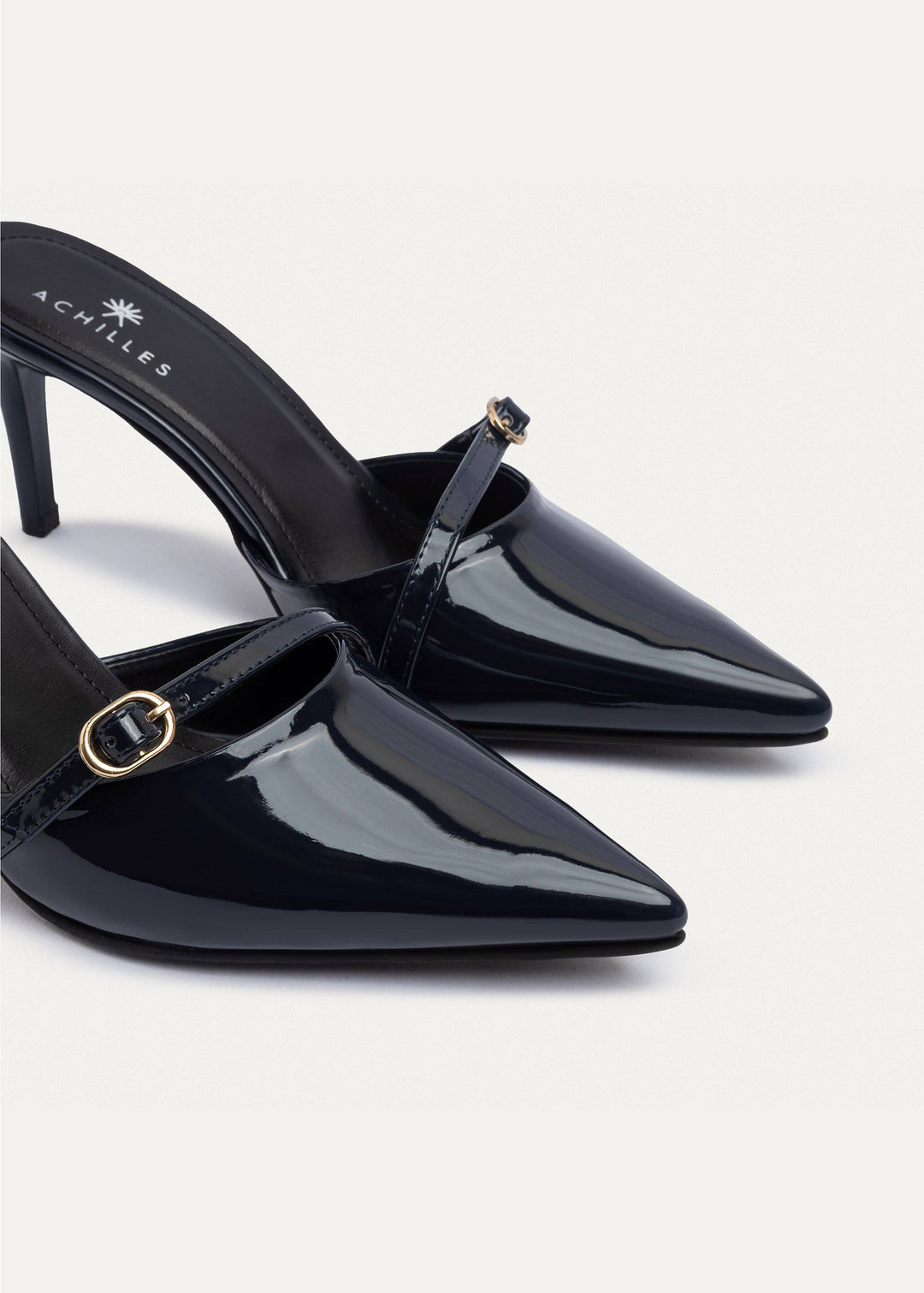Achilles| Charm Pointed Heels - Navy Blue