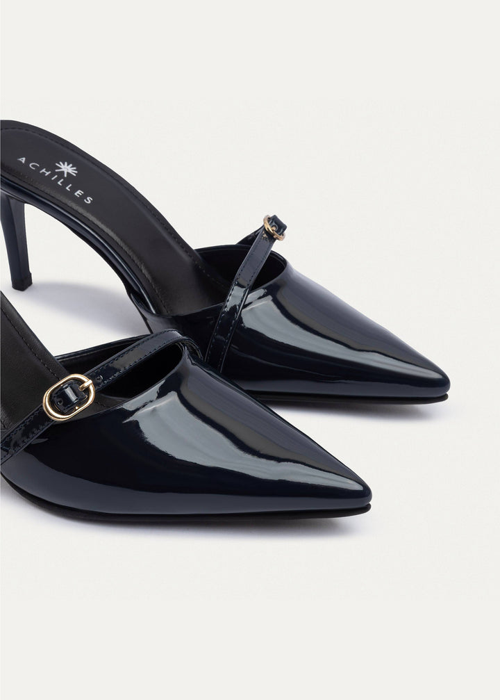 Achilles| Charm Pointed Heels - Navy Blue