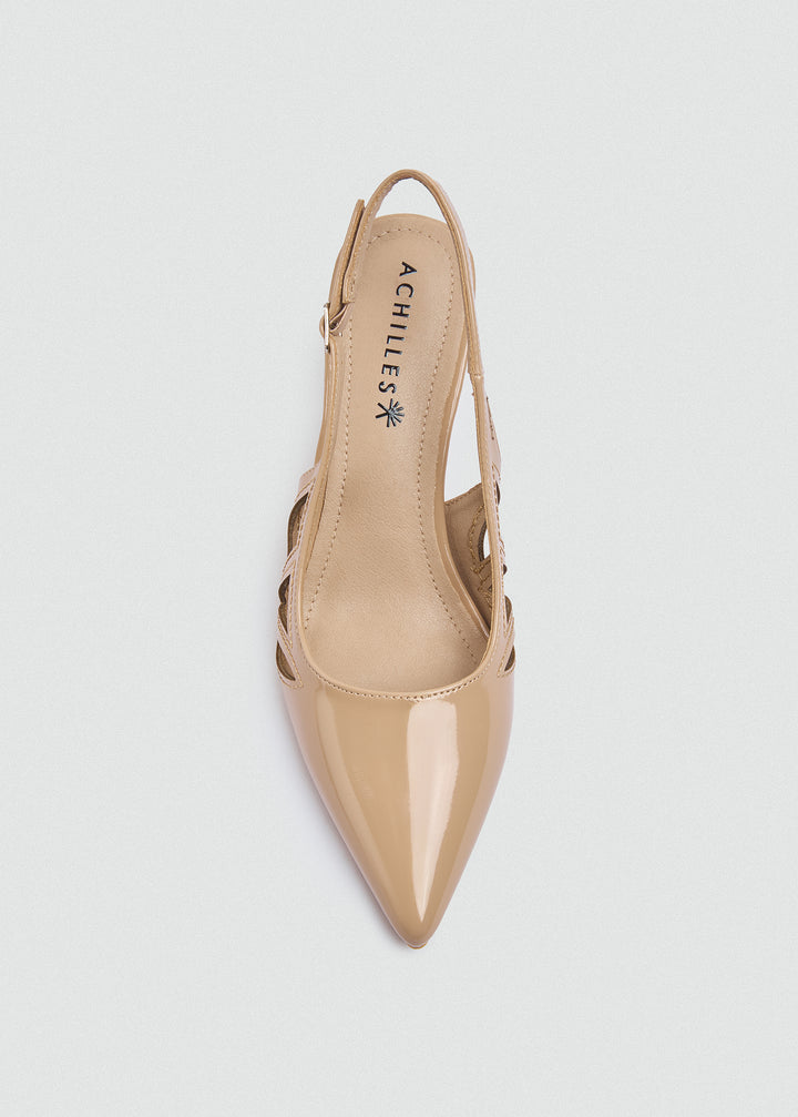 Slingback Platform Pumps - Beige