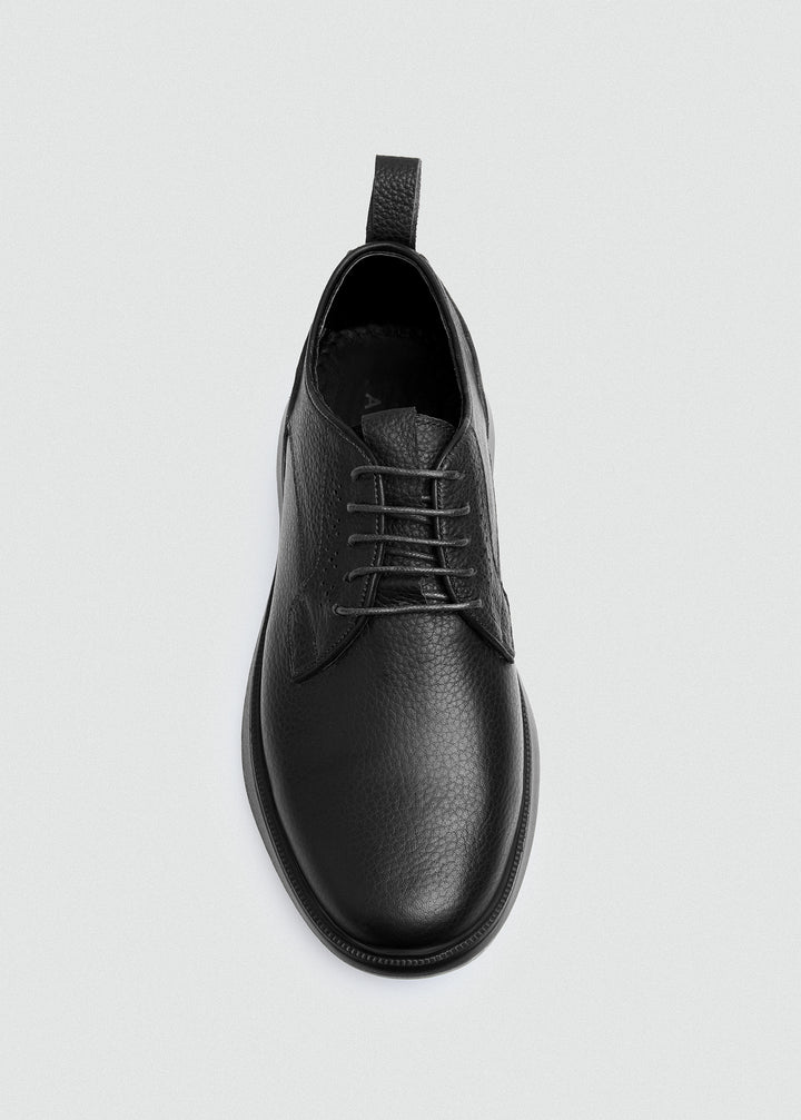 Pebbled Leather Derby - Textured Black