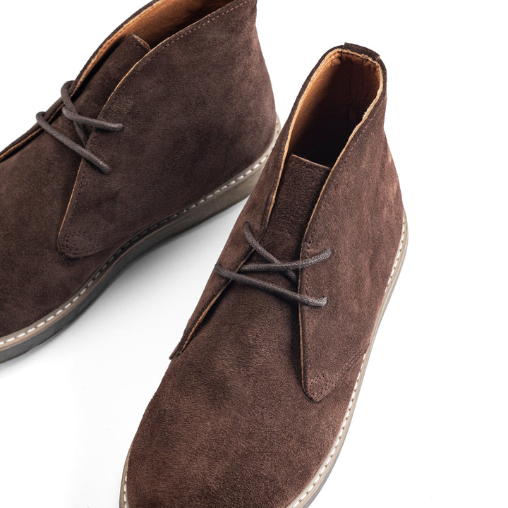 Achilles Split Suede Desert Boots Plain Toe For Men - Brown