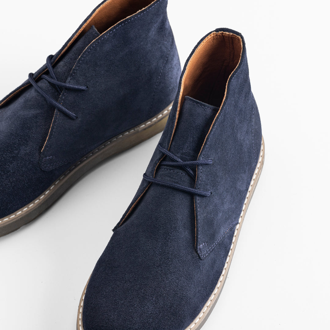 Achilles Split Suede Desert Boots Plain Toe For Men - Navy Blue