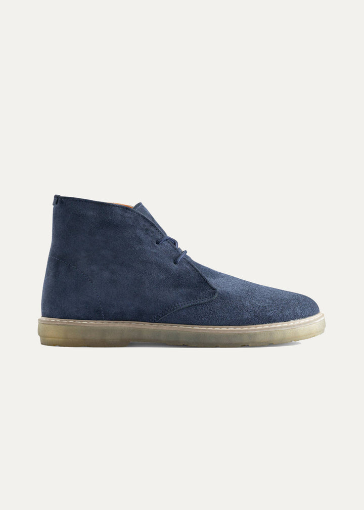 Achilles Split Suede Desert Boots Plain Toe For Men - Navy Blue