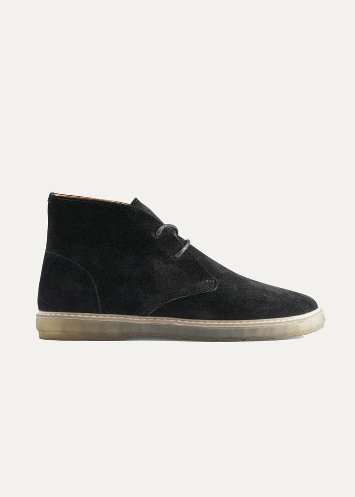 Achilles Split Suede Desert Boots Plain Toe For Men - Black